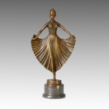 Танцовщица Бронзовая скульптура Юбка Девушка Украшение Латунная статуя TPE-039